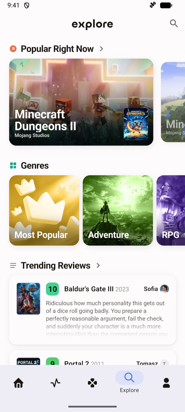 Explore on Android, with trending games and lists to discover