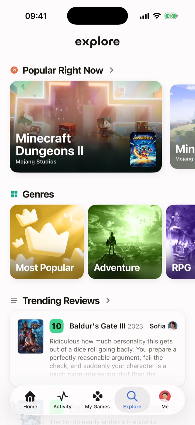 Explore, with games and lists to discover